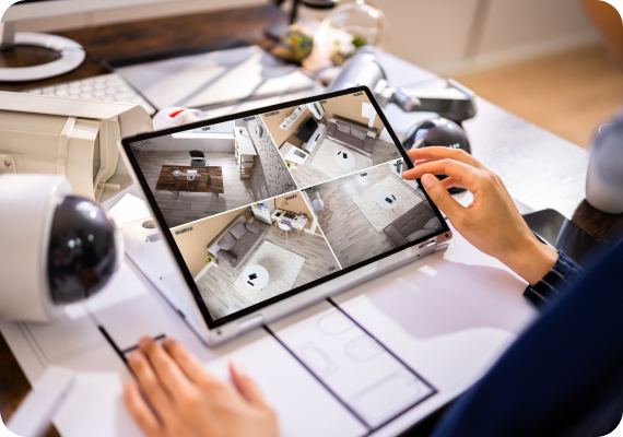 Tablet displaying a home camera system