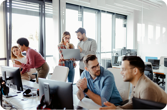 Colleagues collaborating in an office