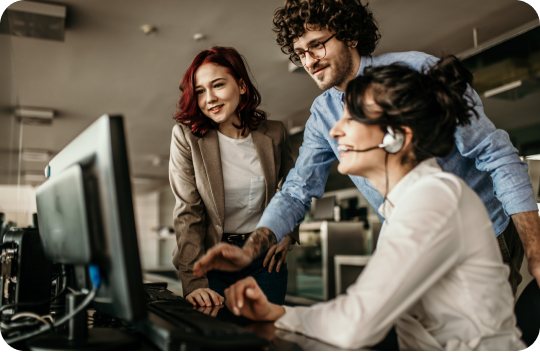 Colleagues working together in a business office