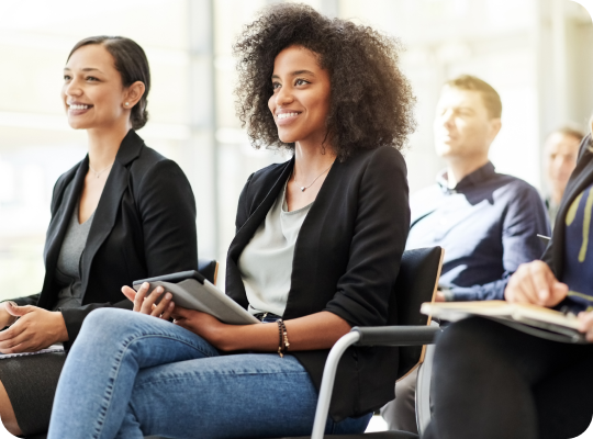 Professionals taking part in a group discussion